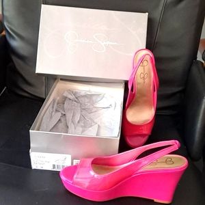 Jessica Simpson Hot Pink open toed wedges